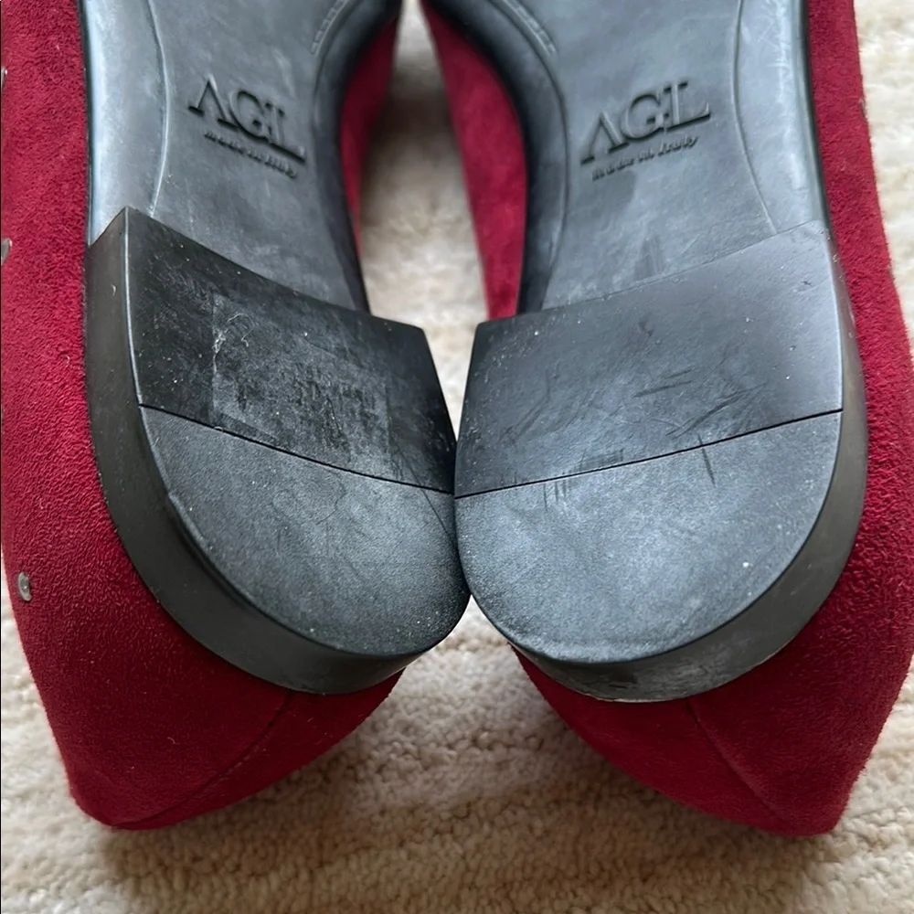 AGL Attilio Giusti Leombroni Suede Grommet Studded Ballet Flats Siz US 9 | EU 39